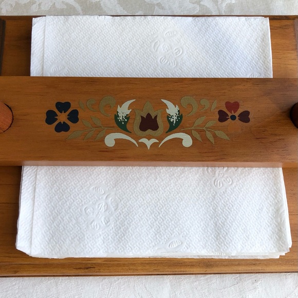 Vintage Folk Art Painted Wooden Napkin Holder - Picture 7 of 7
